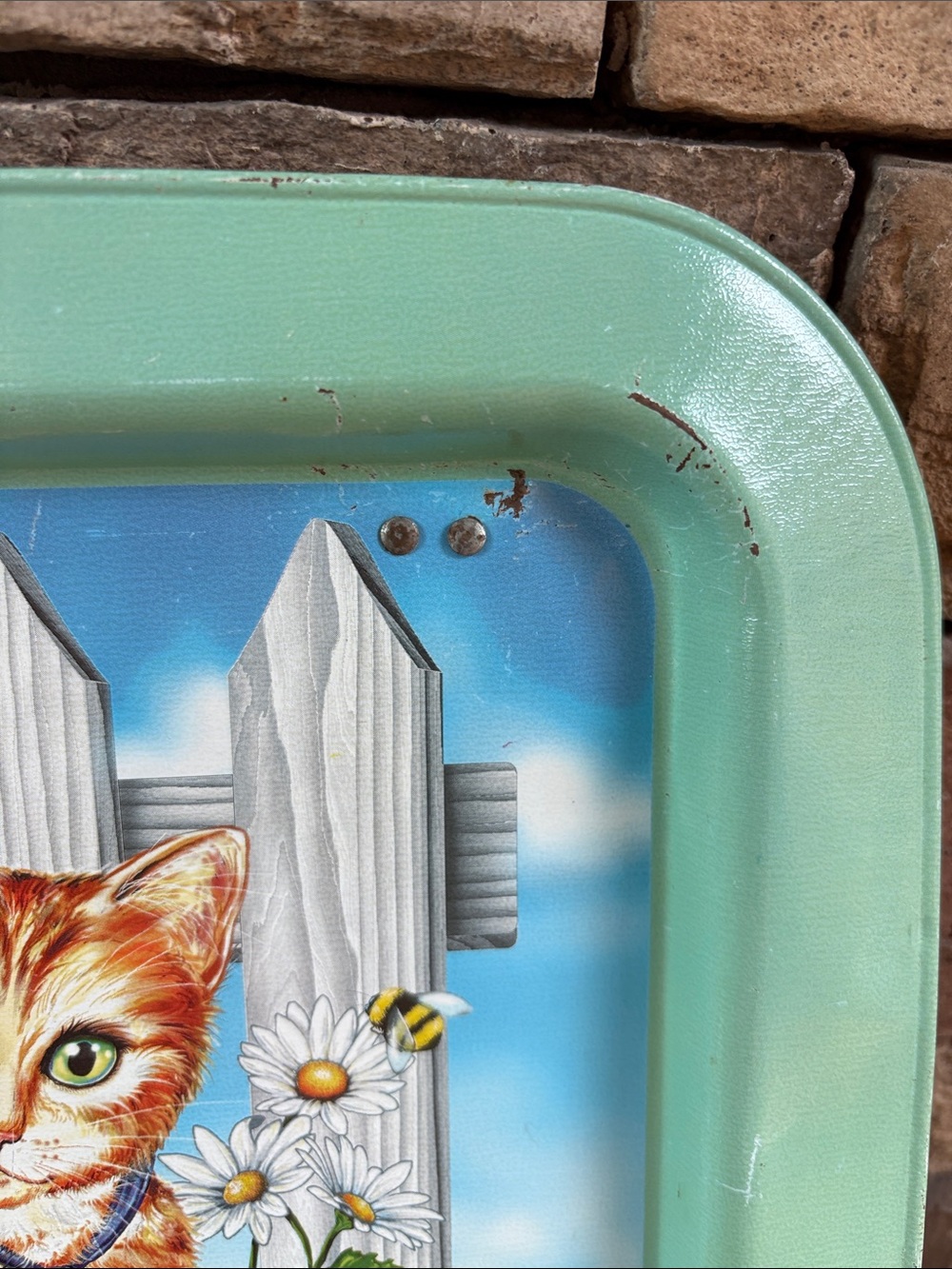 Vintage 1980s Ross Avidon cat metal lap tray - Picture 5 of 11